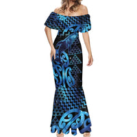 Humpback Whale Matariki New Zealand Mermaid Dress NZ Maori Paikea Poutama Luxury Blue LT14 - Polynesian Pride