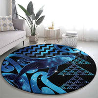 Humpback Whale Matariki New Zealand Round Carpet NZ Maori Paikea Poutama Luxury Blue