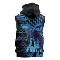 Humpback Whale Matariki New Zealand Sleeveless Zip Hoodie NZ Maori Paikea Poutama Luxury Blue LT14 - Polynesian Pride