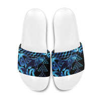 Humpback Whale Matariki New Zealand Slide Sandals NZ Maori Paikea Poutama Luxury Blue LT14 Blue - Polynesian Pride