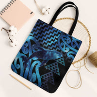 Humpback Whale Matariki New Zealand Tote Bag NZ Maori Paikea Poutama Luxury Blue LT14 Black Strap One Size Blue - Polynesian Pride