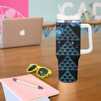 Humpback Whale Matariki New Zealand Tumbler With Handle NZ Maori Paikea Poutama Luxury Blue LT14 - Polynesian Pride