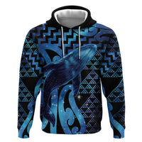 Humpback Whale Matariki New Zealand Zip Hoodie NZ Maori Paikea Poutama Luxury Blue LT14 Pullover Hoodie Blue - Polynesian Pride