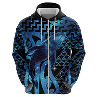 Humpback Whale Matariki New Zealand Zip Hoodie NZ Maori Paikea Poutama Luxury Blue LT14 - Polynesian Pride