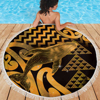 Humpback Whale Matariki New Zealand Beach Blanket NZ Maori Paikea Poutama Luxury Gold LT14 - Polynesian Pride