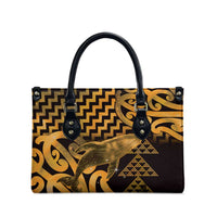 Humpback Whale Matariki New Zealand Leather Bag NZ Maori Paikea Poutama Luxury Gold LT14 - Polynesian Pride