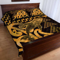 Humpback Whale Matariki New Zealand Quilt Bed Set NZ Maori Paikea Poutama Luxury Gold LT14 - Polynesian Pride