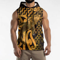 Humpback Whale Matariki New Zealand Sleeveless Hoodie NZ Maori Paikea Poutama Luxury Gold LT14 - Polynesian Pride