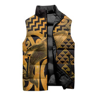 Humpback Whale Matariki New Zealand Sleeveless Puffer Jacket NZ Maori Paikea Poutama Luxury Gold LT14 - Polynesian Pride