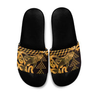 Humpback Whale Matariki New Zealand Slide Sandals NZ Maori Paikea Poutama Luxury Gold LT14 Gold - Polynesian Pride