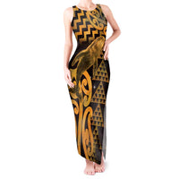 Humpback Whale Matariki New Zealand Tank Maxi Dress NZ Maori Paikea Poutama Luxury Gold LT14 Women Gold - Polynesian Pride