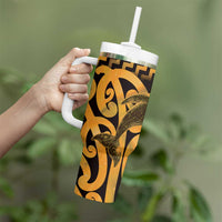 Humpback Whale Matariki New Zealand Tumbler With Handle NZ Maori Paikea Poutama Luxury Gold LT14 - Polynesian Pride