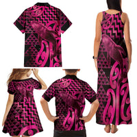 Humpback Whale Matariki New Zealand Family Matching Tank Maxi Dress and Hawaiian Shirt NZ Maori Paikea Poutama Luxury Pink LT14 - Polynesian Pride