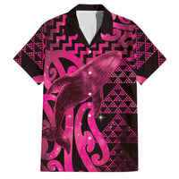 Humpback Whale Matariki New Zealand Family Matching Tank Maxi Dress and Hawaiian Shirt NZ Maori Paikea Poutama Luxury Pink LT14 Dad's Shirt - Short Sleeve Pink - Polynesian Pride