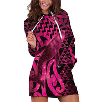 Humpback Whale Matariki New Zealand Hoodie Dress NZ Maori Paikea Poutama Luxury Pink LT14 Pink - Polynesian Pride