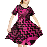 Humpback Whale Matariki New Zealand Kid Short Sleeve Dress NZ Maori Paikea Poutama Luxury Pink LT14 - Polynesian Pride