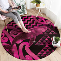 Humpback Whale Matariki New Zealand Round Carpet NZ Maori Paikea Poutama Luxury Pink LT14 - Polynesian Pride