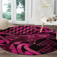 Humpback Whale Matariki New Zealand Round Carpet NZ Maori Paikea Poutama Luxury Pink LT14 - Polynesian Pride