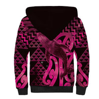 Humpback Whale Matariki New Zealand Sherpa Hoodie NZ Maori Paikea Poutama Luxury Pink LT14 - Polynesian Pride