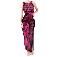 Humpback Whale Matariki New Zealand Tank Maxi Dress NZ Maori Paikea Poutama Luxury Pink LT14 Women Pink - Polynesian Pride