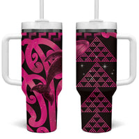 Humpback Whale Matariki New Zealand Tumbler With Handle NZ Maori Paikea Poutama Luxury Pink LT14 One Size: 40 oz Pink - Polynesian Pride