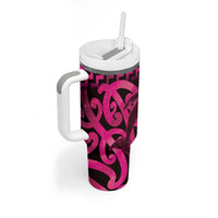 Humpback Whale Matariki New Zealand Tumbler With Handle NZ Maori Paikea Poutama Luxury Pink LT14 - Polynesian Pride
