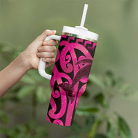 Humpback Whale Matariki New Zealand Tumbler With Handle NZ Maori Paikea Poutama Luxury Pink LT14 - Polynesian Pride