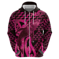 Humpback Whale Matariki New Zealand Zip Hoodie NZ Maori Paikea Poutama Luxury Pink LT14 - Polynesian Pride