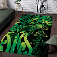 Humpback Whale Matariki New Zealand Area Rug NZ Maori Paikea Poutama Luxury Green LT14 Green - Polynesian Pride
