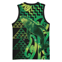 Humpback Whale Matariki New Zealand Basketball Jersey NZ Maori Paikea Poutama Luxury Green LT14 - Polynesian Pride