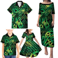 Humpback Whale Matariki New Zealand Family Matching Puletasi and Hawaiian Shirt NZ Maori Paikea Poutama Luxury Green LT14 - Polynesian Pride