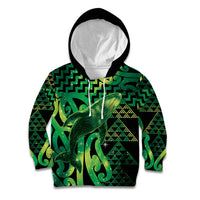 Humpback Whale Matariki New Zealand Kid Hoodie NZ Maori Paikea Poutama Luxury Green LT14 Hoodie Green - Polynesian Pride