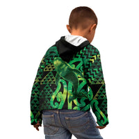 Humpback Whale Matariki New Zealand Kid Hoodie NZ Maori Paikea Poutama Luxury Green LT14 - Polynesian Pride