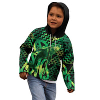 Humpback Whale Matariki New Zealand Kid Hoodie NZ Maori Paikea Poutama Luxury Green LT14 - Polynesian Pride