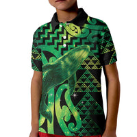 Humpback Whale Matariki New Zealand Kid Polo Shirt NZ Maori Paikea Poutama Luxury Green LT14 Kid Green - Polynesian Pride