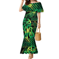Humpback Whale Matariki New Zealand Mermaid Dress NZ Maori Paikea Poutama Luxury Green LT14 Women Green - Polynesian Pride