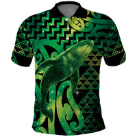 Humpback Whale Matariki New Zealand Polo Shirt NZ Maori Paikea Poutama Luxury Green LT14 Green - Polynesian Pride