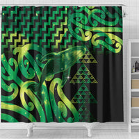 Humpback Whale Matariki New Zealand Shower Curtain NZ Maori Paikea Poutama Luxury Green LT14 - Polynesian Pride