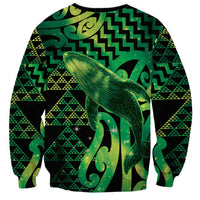 Humpback Whale Matariki New Zealand Sweatshirt NZ Maori Paikea Poutama Luxury Green