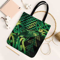 Humpback Whale Matariki New Zealand Tote Bag NZ Maori Paikea Poutama Luxury Green LT14 Black Strap One Size Green - Polynesian Pride