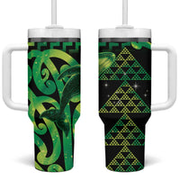Humpback Whale Matariki New Zealand Tumbler With Handle NZ Maori Paikea Poutama Luxury Green LT14 One Size: 40 oz Green - Polynesian Pride