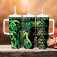 Humpback Whale Matariki New Zealand Tumbler With Handle NZ Maori Paikea Poutama Luxury Green LT14 - Polynesian Pride