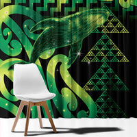 Humpback Whale Matariki New Zealand Window Curtain NZ Maori Paikea Poutama Luxury Green LT14 - Polynesian Pride