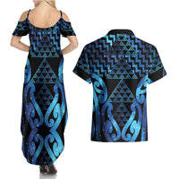 Taniko Motifs Matariki New Zealand Couples Matching Summer Maxi Dress and Hawaiian Shirt NZ Niho Taniwha Poutama LT14 - Polynesian Pride