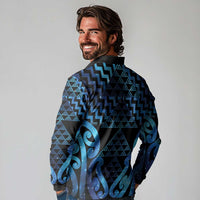 Taniko Motifs Matariki New Zealand Long Sleeve Polo Shirt NZ Niho Taniwha Poutama LT14 - Polynesian Pride