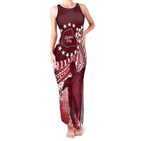 Cook Islands Mangaia Gospel Day Family Matching Tank Maxi Dress and Hawaiian Shirt Polynesian Art With Sea Turtle LT14 Mom's Dress Maroon - Polynesian Pride
