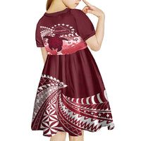 Cook Islands Mangaia Gospel Day Kid Short Sleeve Dress Polynesian Art With Sea Turtle LT14 - Polynesian Pride