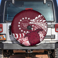 Cook Islands Mangaia Gospel Day Spare Tire Cover Polynesian Art With Sea Turtle LT14 Maroon - Polynesian Pride