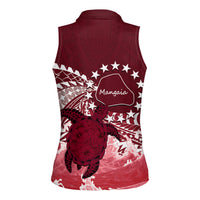 Cook Islands Mangaia Gospel Day Women Sleeveless Polo Shirt Polynesian Art With Sea Turtle LT14 - Polynesian Pride