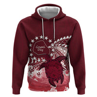 Cook Islands Mangaia Gospel Day Zip Hoodie Polynesian Art With Sea Turtle LT14 Pullover Hoodie Maroon - Polynesian Pride